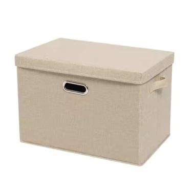 Imagem de Caixa Organizadora Multiuso Premium Dobrável Guarda Roupa Closet Cama Toalha Roupa (Bege, 14 Litros)