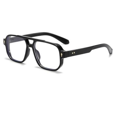 Imagem de HCPIHF Óculos de sol femininos retrô Double Bridges, armação fashion masculina (tamanho único/4)