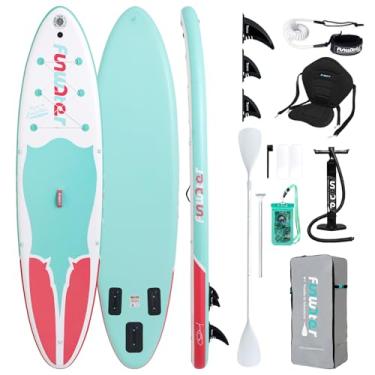 Imagem de FunWater Prancha inflável de stand up paddle de 10'15.2 cm/27.9 cm/11'15.2 cm para adultos e jovens, pranchas de paddle inflável com acessórios de SUP premium, plataforma confortável estável larga e