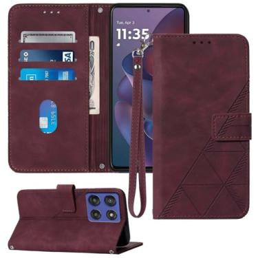 Imagem de Moment Dextrad Capa carteira para Moto G Stylus 2025, compartimentos para cartão, alça de pulso, proteção interna de telefone TPU, capa flip de couro PU para Moto G Stylus - 2025 (vermelho)