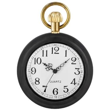 Imagem de Tiong Relógio de bolso masculino de madeira com algarismos arábicos, relógio de bolso masculino de madeira leve com corrente dourada, WPW-A02, Tendência