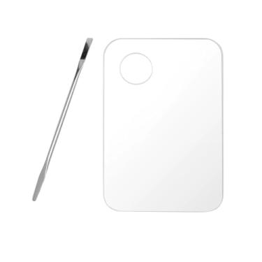 Imagem de Paleta de mistura de maquiagem transparente Paletas de mistura de maquiagem com espátula, paleta de cosméticos acrílica, bandeja de mistura de maquiagem para pintura, maquiagem e artesanato