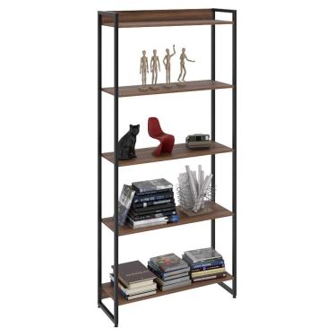 Imagem de Estante Livreiro Dynamica Industrial 80cm 5 Prateleiras C08 Nogal - Mpozenato