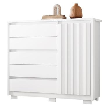 Imagem de Cômoda Sapateira 1 Porta 5 Gavetas 125cm Duetto Branco - Albatroz