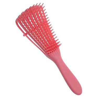 Imagem de Escova Polvo Para Cabelos Cacheados Desembaraçadora 8 Pontas Flexíveis Pente Polvo Cachos Fácil Desembaraço Anti-quebra