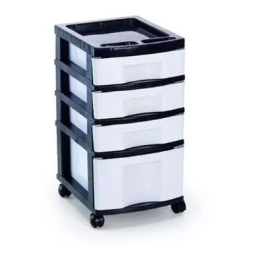 Imagem de Cômoda plástica multiuso, organizadora branca, 4 gavetas