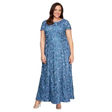 Imagem de Alex Evenings Vestido feminino longo roseta mãe da noiva com mangas curtas, vestido formal, convidada de casamento (tamanho grande), Peri escovado, 54