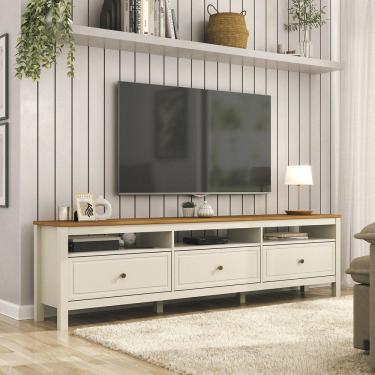 Imagem de Rack para Tv 75 Polegadas 3 Gavetas 210cm Ananda Cabecasa Madeiramadeira Off-white/Mel