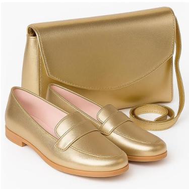 Imagem de Kit Sapato Social Mocassim Feminino Juvenil Infantil e Bolsa Lateral V