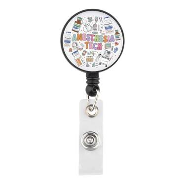 Imagem de Lywjyb Birdgot Carretel de crachá de anestesiologista, presente de anestesia, presente técnico de anestesia, mercadoria médica (emblema técnico de anestesia)