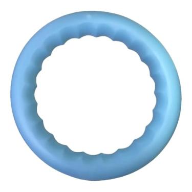 Imagem de Brinquedo Mordedor em Formato de Argola - Borracha Resistente para Cães de Todos os Portes | Disco Interativo e Durável (Azul,(M) Diâmetro 19,5cm)