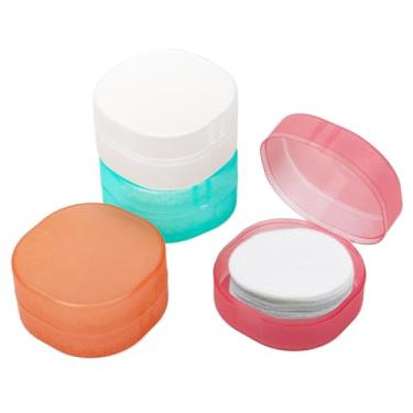 Imagem de Klmnop 4 Peças De Suporte Para Discos Algodão, Portátil Viagem E Redondo Selado Cosméticos Com Bola Demaquilante (Verde, Branco, Rosa Laranja)