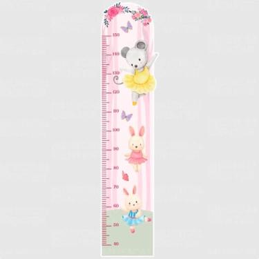 Imagem de Papel de Parede Infantil Régua Bailarina Crescimento Seguro Lavável Fácil Aplicação Decoração Quarto Bebê Menina Criativo Área Kids Decoradores