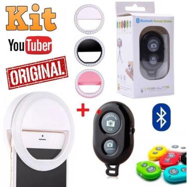 Imagem de Kit Foto Luz Led Flash Ring Light Clip Anel Recarregável + Controle Di