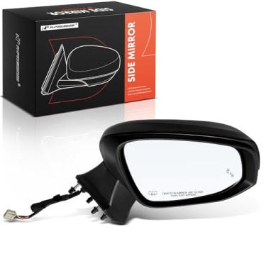 Imagem de A-Premium Espelho retrovisor elétrico lateral do passageiro - compatível com Toyota Highlander 2020-2021 - Espelho retrovisor externo preto dobrável manual aquecido com luz de seta e detecção de ponto
