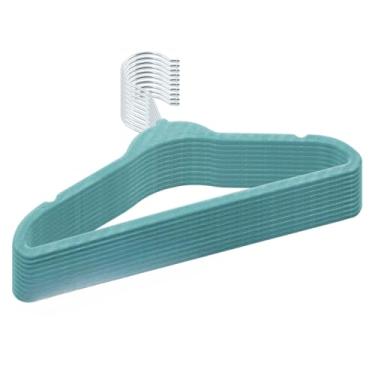 Imagem de Kit 20 Cabides infantil Veludo Azul Slim Antideslizante