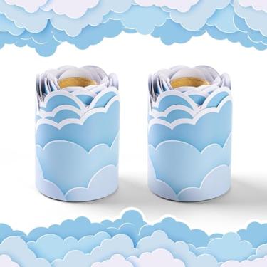 Imagem de INKNOTE Quadro de avisos com nuvens de céu azul de 20 metros, borda em forma de nuvem, recorte de papel para quadro negro escolar, quadro de avisos, janela, parede, decoração de festa