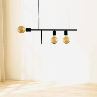 Imagem de Lustre Moderno Fuzue com 3 Lâmpadas – Pendente Decorativo para Sala de Estar, Jantar e Escritório – Soquete E27 (Preto)
