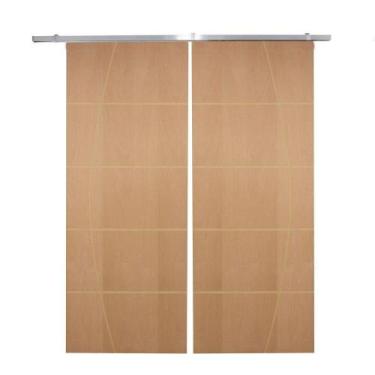 Imagem de Porta Dupla De Correr P- Verniz Frisada F01 - 210x120 - Vanin