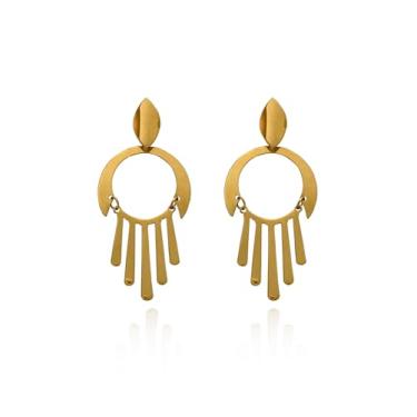 Imagem de Brinco Feminino Franja 3,5cm Ouro 18k 750 Legítimo C/Estojo e Certificado