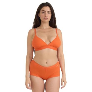 Imagem de Organic Basics Sutiã feminino triângulo de algodão canelado sem aro, Tangerina, XPP
