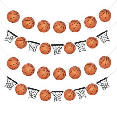 Imagem de Tinoaly 4pçs Kit de Banners Festa Basquete, Sem-Montagem Decorações Festa Basquete Banners Pendurados com Tema Esportivo para Aniversário Meninos Adolescentes Enterrada Decoração Parede