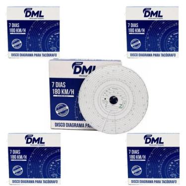 Imagem de KIT 5 DISCO TACOGRAFO SEMANAL 7 DIAS 180KM Cx 10 UNIDADES - THEGA DML
