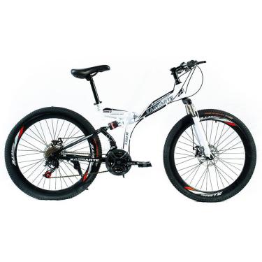Imagem de Bicicleta Aro 26 Dobrável Freio Disco Bike EasyFold 21 Marchas Aço Carbono Branca WCT Fitness