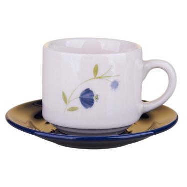 Imagem de Xícara de Chá 200ml com Pires Flores Azuis Biona