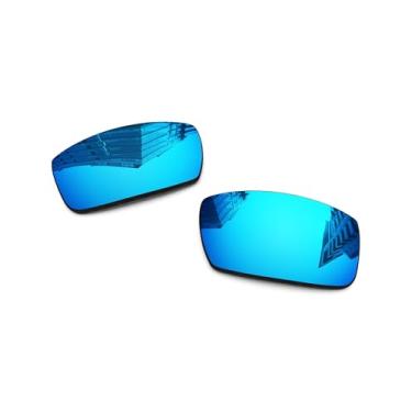 Imagem de Lentes de reposição polarizadas de 1,6 mm para óculos de sol Oakley Gascan OO9014 60 mm, proteção UV, lentes espelhadas escuras, peças de reparo e kit (azul gelo)