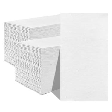 Imagem de Jebblas Toalha de mão de papel de 40 x 40 cm, guardanapos brancos, pano descartável como papel, guardanapos de linho super macios e altamente absorventes, perfeitos para banheiro, festas, casamentos