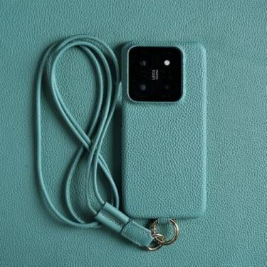 Imagem de Capa de couro de luxo para Xiaomi 14T Pro 14pro 13pro 11T 13Ultra com alça transversal e cordão, azul, para Xiaomi 14 Pro