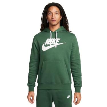 Imagem de Nike Moletom masculino com capuz esportivo Club Fleece gráfico (EUA, alfa, 2GG, regular, regular, verde abeto/branco), Verde abeto/branco, XGG