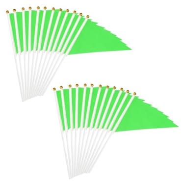 Imagem de PATIKIL Mini bandeiras flâmulas de 20 x 7 cm, 25 peças pequenas bandeiras sólidas em branco portátil no bastão para fazer você mesmo grafite aniversário carnaval celebração esportes, verde