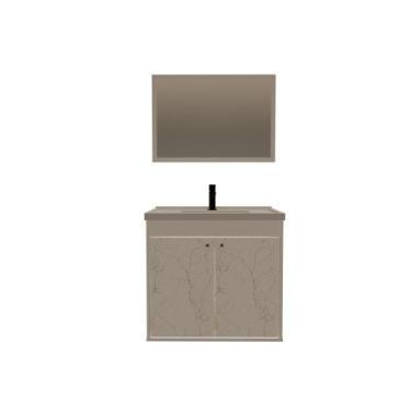 Imagem de Kit Gabinete Banheiro Com Pia/Cuba + Espelho Bergamo Branco - Riverzza