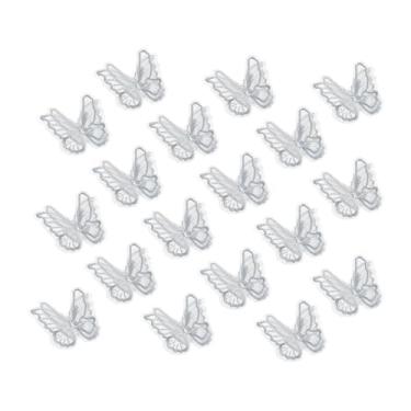 Imagem de PATIKIL 20 peças de enfeites de borboleta, 5 cm de renda de camada dupla de organza com apliques costurados em apliques para casamento, vestido de noiva, roupas, chapéu, cortina, cinza