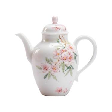 Imagem de Conjunto de chá de gongfu pintado à mão – esplendor vernal em porcelana branca pura, inclui mini bule de chá, Gaiwan, xícaras de chá, bandeja e jianshui, presente de cerimônia de chá (mini bule)