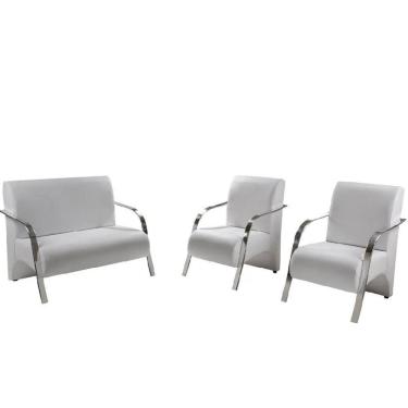 Imagem de Conjunto Poltronas Venus Braços em Alumínio 1 Namoradeira 2 de um Lugar Escritório Tecido Sintetico