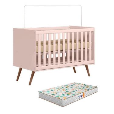 Imagem de Berço Americano 3820 Retrô Rosa Com Colchão Gazin – Qmovi