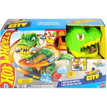 Imagem de Hot Wheels Pista de Brinquedo T-Rex x Quartel de Bombeiros Mattel