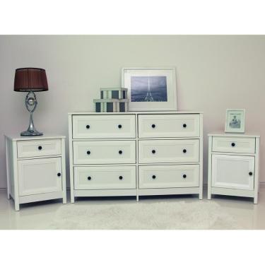 Imagem de Cômoda 6 Gavetas + 2 Mesas De Cabeceira Ditália -217 -112 Branco