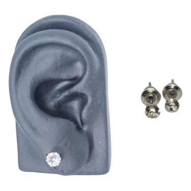 Imagem de Par De Brinco Feminino Ponto De Luz 4mm Zirconia Banho Prata - Bellavi