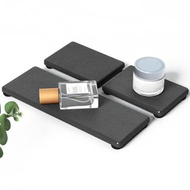 Imagem de 3 bandejas de secagem de pedra, bandeja de pedra absorvente de água para pia, bandejas de sabão de pedras, tapete de pedras de diatomita de secagem rápida, usado para sabonetes de mão, esponja