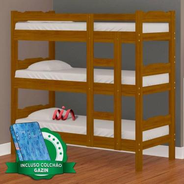 Imagem de Treliche Em Madeira Maciça Esmeralda Nemargi Imbuia Com 3 Colchões Gazin