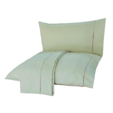 Imagem de Jogo de Cama Casal 3p Lençol sem Elástico + Fronha 100% Algodão Percal