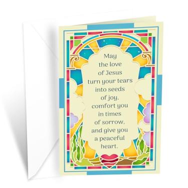 Imagem de Prime Greetings Cartão de simpatia religioso com envelope, feito nos EUA, cartolina grossa com envelope premium embalado em um envelope de apresentação reutilizável, ecológico, 12,7 cm x 19,7 cm