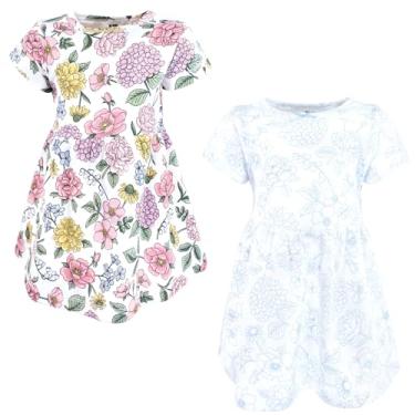 Imagem de Luvable Friends Hudson Baby Vestidos de manga curta 2 unidades, Flores de herança, 4 Anos