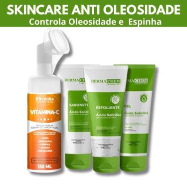 Imagem de Kit Skincare Anti Oleosidade e Acne, Mousse Micelar Limpeza Facial Vit