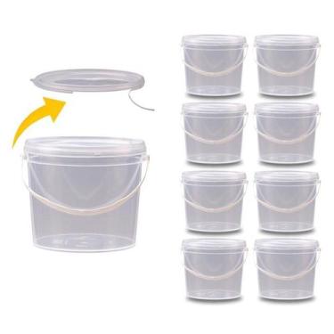Imagem de Balde Com Tampa Lacre 2.2 Litros Transparente - Kit 8 Pçs - Nastripack