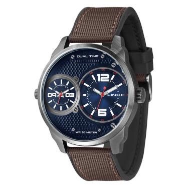 Imagem de Relógio LINCE masculino dual time azul marrom MRYH214L50 D2NX